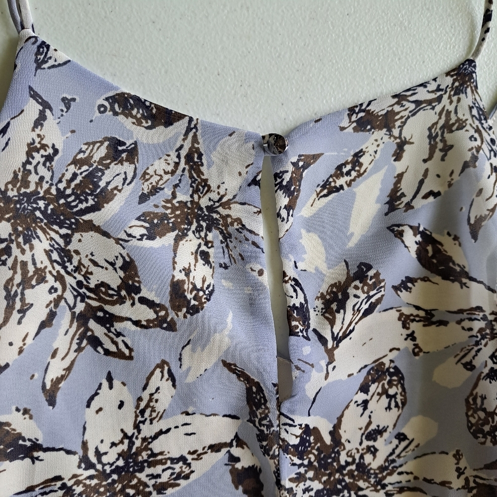 Astr Blue Floral Cold Shoulder Blouse - Picture 7 of 7